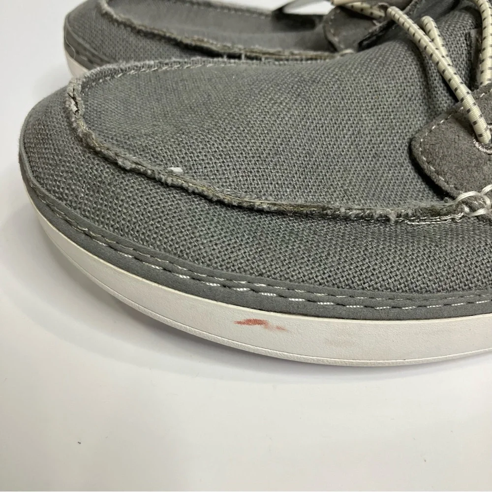 Clarks Higley Tie‎ shoes loafers casual gray canvas men’s size 7 boat shoes